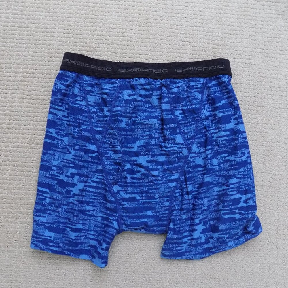 EXOFFICIO BOXER BRIEFS UNDERWEAR PRINTED BLUE BLACK